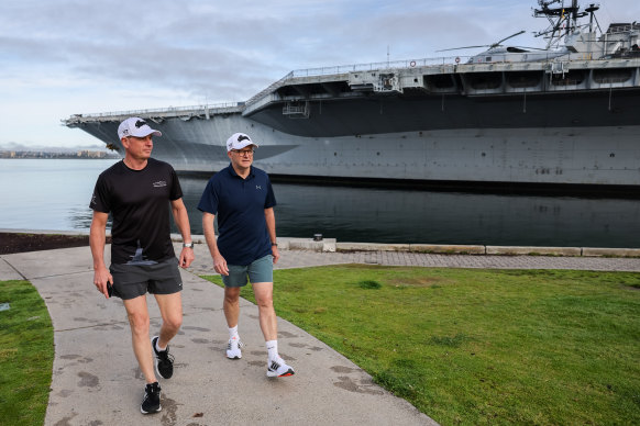 “This is a very big day for Australia, and it’s a good day,” Albanese said while walking on Sunday morning with Vice Admiral Mark Hammond, the Chief of Navy.