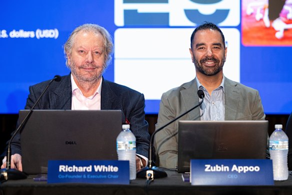 Billionaire founder Richard White and CEO Zubin Appoo.