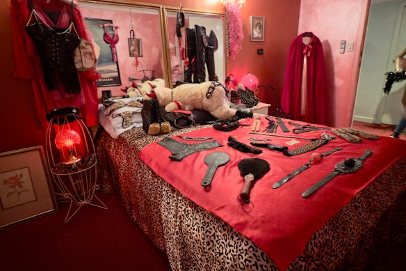 A spectrum of pink … one of the rooms at Questa Casa.