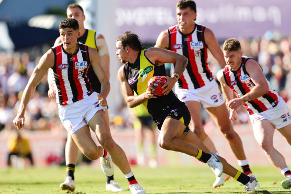 Daniel Rioli shows his dash for the Tigers.