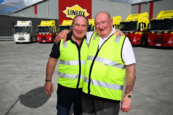 Linfox's Peter Fox and dad Lindsay in Brisbane in May, 2025.