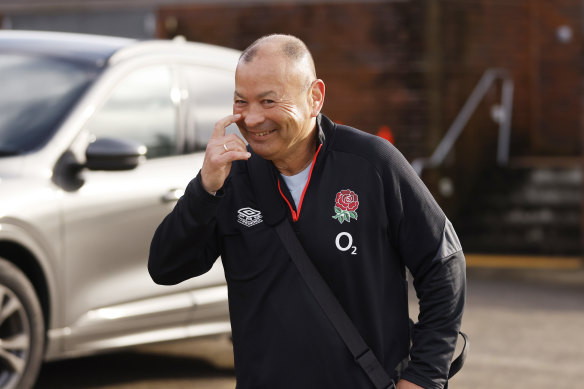 Eddie Jones arrives for England training at Coogee Oval.