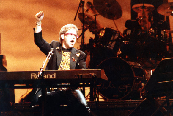 No Bugs: Elton performs on stage at the National Tennis Centre.