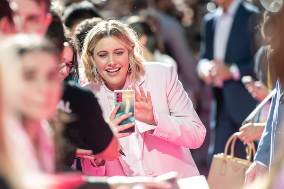 Greta Gerwig meets fans while in Sydney as pat of the global Barbie tour.