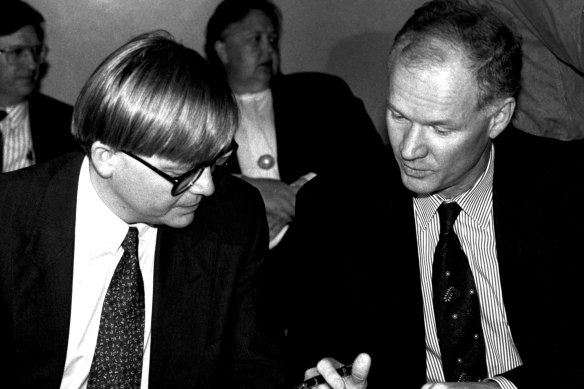 Queensland Premier Wayne Goss (right) in 1994 with his chief of staff, future prime minister Kevin Rudd.