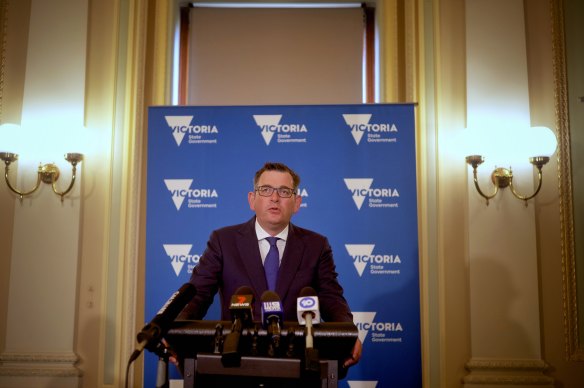 Victorian Premier Daniel Andrews at a press conference in Parliament on Thursday 18 November 2021