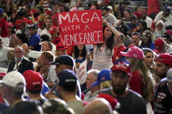 Supporters gather at the rally for US President Donald Trump in Henderson, Nevada.