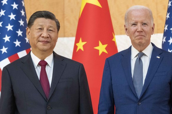 Chinese President Xi Jinping and US President Joe Biden on the sidelines of last year’s G20 summit. China’s plan for global mastery of AI and supercomputing is about to clash with the hard reality of American power.
