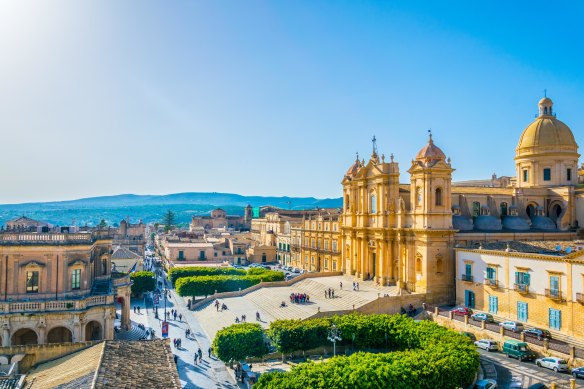 Aerial view of Noto in Sicily, Italy.