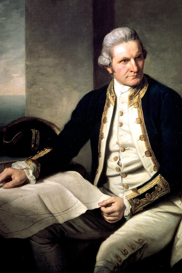 A painting of Captain James Cook in his naval uniform from the National Maritime Museum in Greenwich, London. 