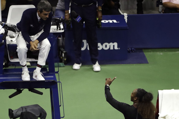 Serena Williams and Carlos Ramos clash during the women's US Open final.