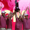 Australia’s Ripper GC team of (l-r) Marc Leishman, Lucas Herbert, Cameron Smith and Matt Jones celebrate their teams win at LIV Golf Adelaide.