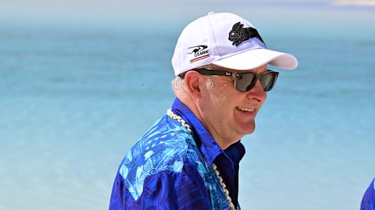 Prime Minister Anthony Albanese, pictured at the 2023 Pacific Islands Forum, has the group’s backing for Australia’s bid to host UN climate talks. 