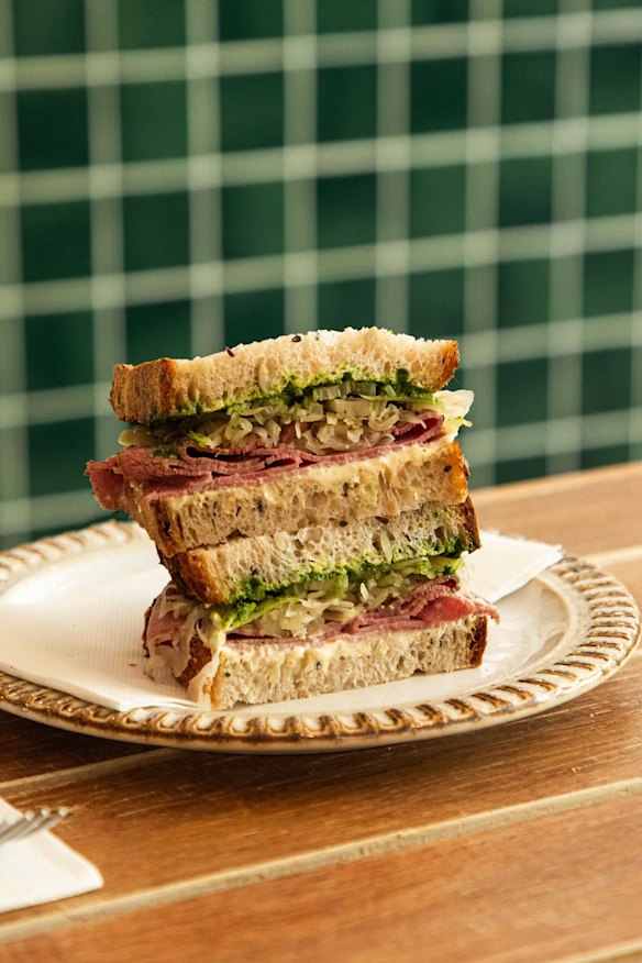 Wagyu pastrami sandwich.