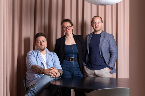 The Circl team: Chef Elias Salomonsson, sommelier Callie Poole and head sommelier and venue manager Xavier Vigier.