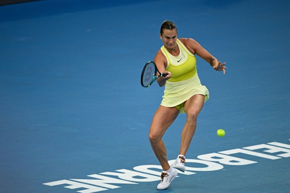 Aryna Sabalenka under pressure.
