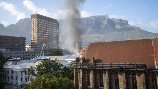 Fire ravages South Africa Parliament in Cape Town, man arrested