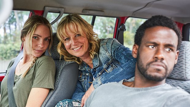 Melina Vidler, Marta Dusseldorp and Albert Mwangi in With or Without You.