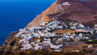 Chora, the biggest settlement on Folegandros, sits 200 metres above the Aegean Sea.