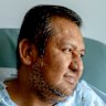Oscar Larrainzar, recipient of the first-ever human bladder transplant, waits to be discharged.