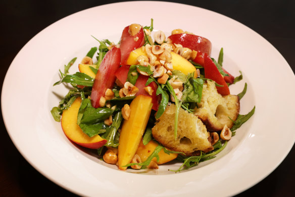 The stonefruit and hazelnut panzanella is a luscious wonder.