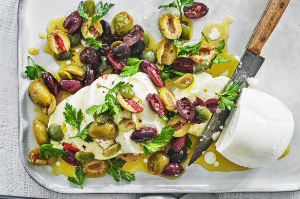 Mozzarella and olive salad.