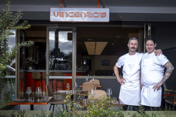 Mr Vincenzo’s chef-owner Matti Fallon (right) with head chef Michael Kharsas.