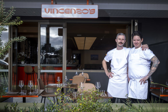 Mr Vincenzo’s chef-owner Matti Fallon (right) with head chef Michael Kharsas.