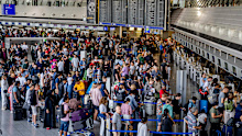 The head of Frankfurt Airport warns queue's like this could be expected at Germany's biggest airport.
