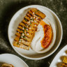 Braised wintermelon with smoked almond cream and chilli oil at Yan.