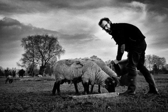 John Connell on his farm in County Longford, Ireland. “In their quiet way, they are teachers,” he says of his 12 sheep.