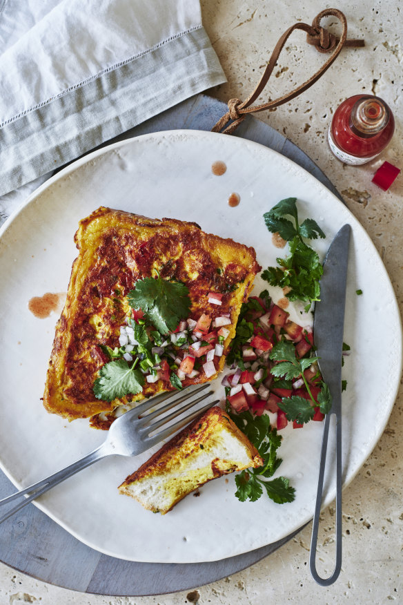 Cheesy egg toast.