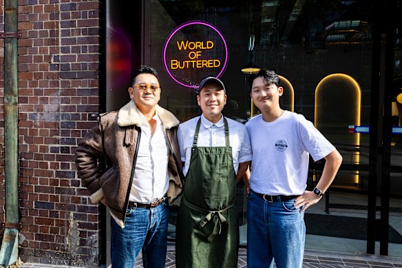 Owners father and son Remy and Jang So, with baker Phillip Choi. 