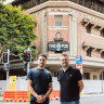 Nehme and Adonis Ghanem outside The Fox Hotel.