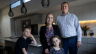 Esther Freeman at home with husband Rob and children Benji and Rose.
