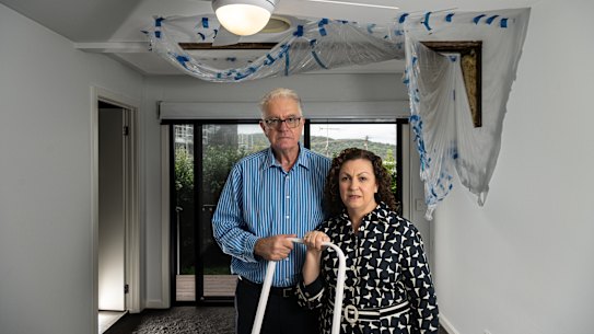 Maria and John Tsolakis bought an apartment in 2021 but it has had multiple defects which have resulted in multiple water leaks and mould issues in their Ettalong Bay townhouse.
