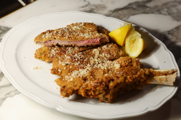 Go-to dish: cotoletta alla Milanese, the tender meat, cooked on the bone, protected by a coating of crisp crumbs.