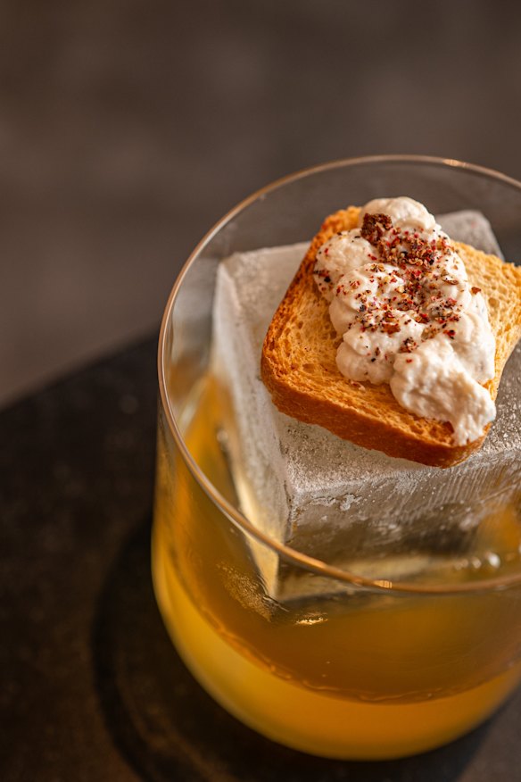 Anchovy toast cocktail.