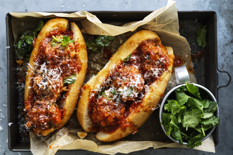 Spicy pork and spinach meatballs recipe by Neil Perry.