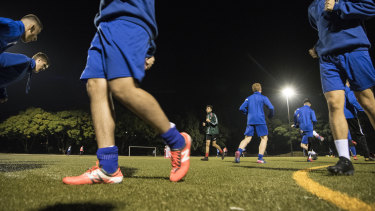 Dulwich Hill FC trains on Arlington Oval's artificial turf.