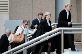 McLachlan pictured with his legal team on Wednesday.
