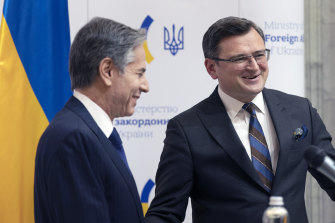 US Secretary of State Antony Blinken with the author, Ukranian Foreign Minister Dmytro Kuleba, last month.