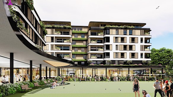 An artist's impression of the Waverley Bowling Club, which would be redeveloped to include seniors' housing, childcare facilities and a smaller bowling club.