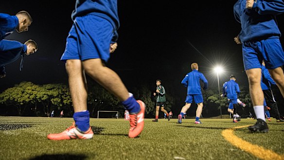Dulwich Hill FC trains on Arlington Oval's artificial turf.