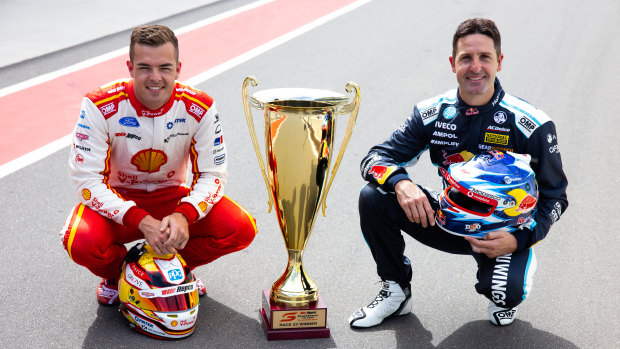 Scott McLaughlin (left) and Jamie Whincup will be chasing championship points at The Bend again this weekend.