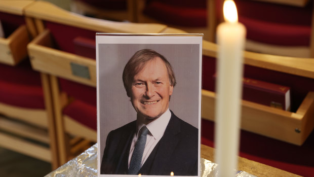 A portrait of English MP David Amess. A man has been found guilty of his murder.