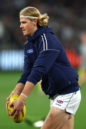 Sam De Koning played for Geelong’s VFL side on Saturday.