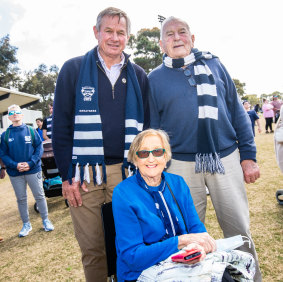 Jack Hawkins, Fred Le Deux and Pam Le Deux, the father and grandparents of Tom Hawkins, in 2022.