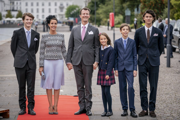 Princess Marie and Prince Joachim with their soon-to-be demoted children Prince Felix, Princess Athena, Prince Henrik and Prince Nikolai in September.