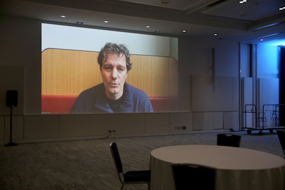 The founder and chief executive of Culture Amp, Didier Elzinga, addressing a virtual conference. 